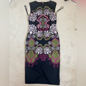 Ted Baker Purple and Green Sheath Dress